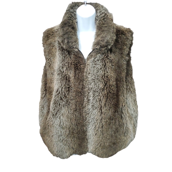 Carolina Colours Jackets & Blazers - Carolina Colours Faux Fur Reversible Brown Vest